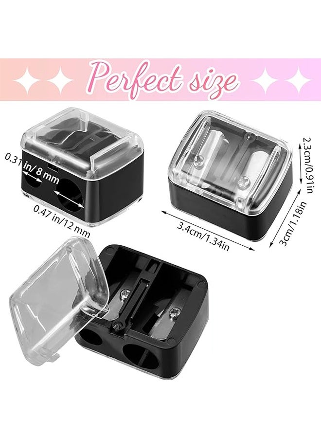 6Pcs Eyeliner Sharpener Dual Makeup Sharpeners Cosmetic Tools Compact Makeup Sharpening Device for Eyeliner Lip Liner Pencils, Black - Image 2